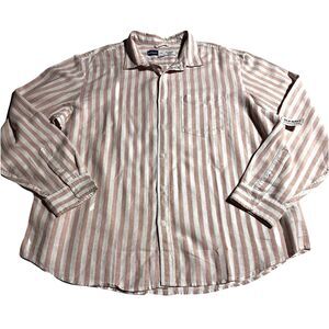 Old Navy Everyday Shirt Mens XXL Light Pink Salmon White Striped Linen Blend NWT